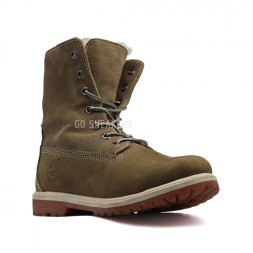 Женские ботинки с мехом Timberland Teddy Fleece Olive Green