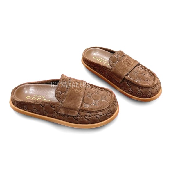 Женские сабо Gucci Sabo Suede Brown