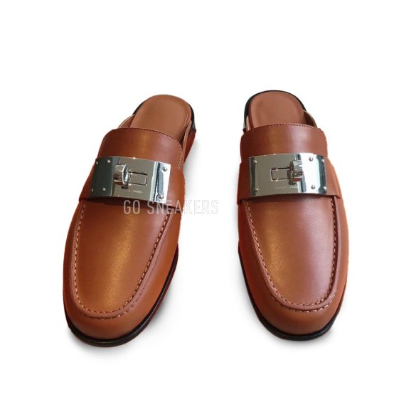 Женские сабо Hermes Leather Sabo Brown