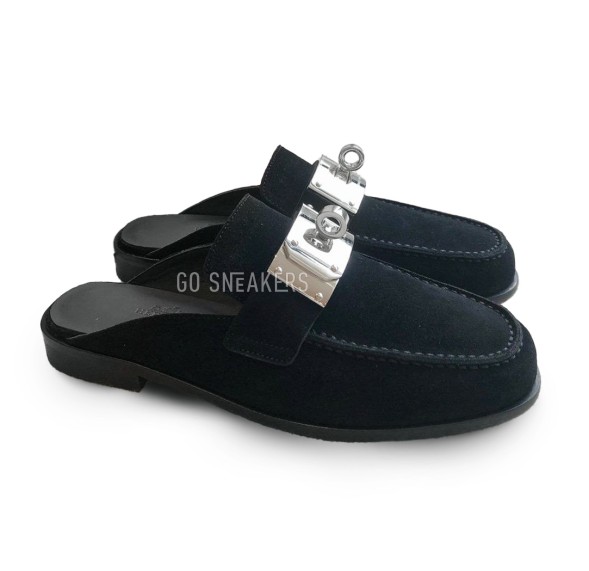 Женские сабо Hermes Suede Sabo Black