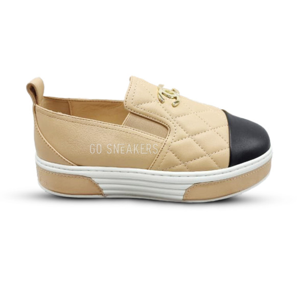 Женские слипоны Chanel Slip-ons Leather Beige