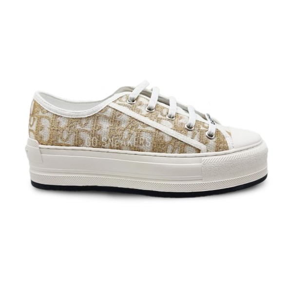 Женские кроссовки Dior Woman White Gold Platform