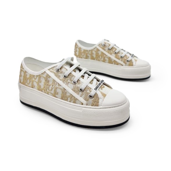 Женские кроссовки Dior Woman White Gold Platform