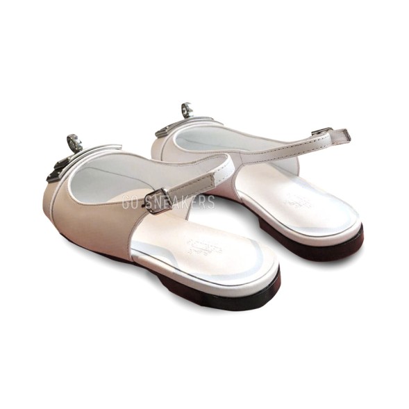 Женские босоножки Hermes Leather Flats White