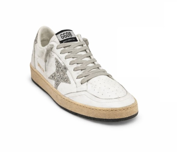 Женские кеды Golden Goose Ball Star Silver Glitter Ice Grey