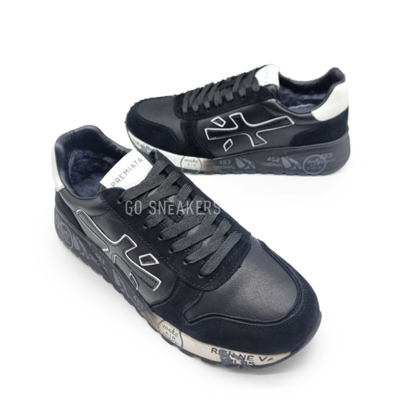 Мужские зимние кроссовки Premiata Leather Suede Man Winter Black
