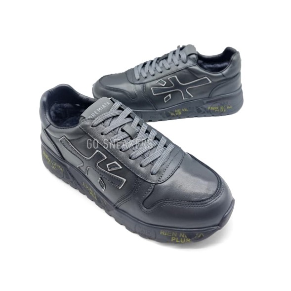 Мужские зимние кроссовки Premiata Leather Winter Man Grey