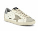 Женские кеды Golden Goose Super-Star With Gold Glitter Star and Ice-Gray Suede Inserts