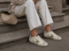Женские кеды Golden Goose Super-Star With Gold Glitter Star and Ice-Gray Suede Inserts