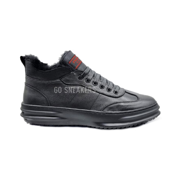 Унисекс зимние кроссовки Prada Sneakers Winter Leather Black