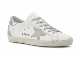 Golden Goose Super-Star With Silver Heel Tab and Metal Stud Lettering