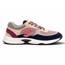 Chanel Tweed Sneakers Beige/Pink/Grey