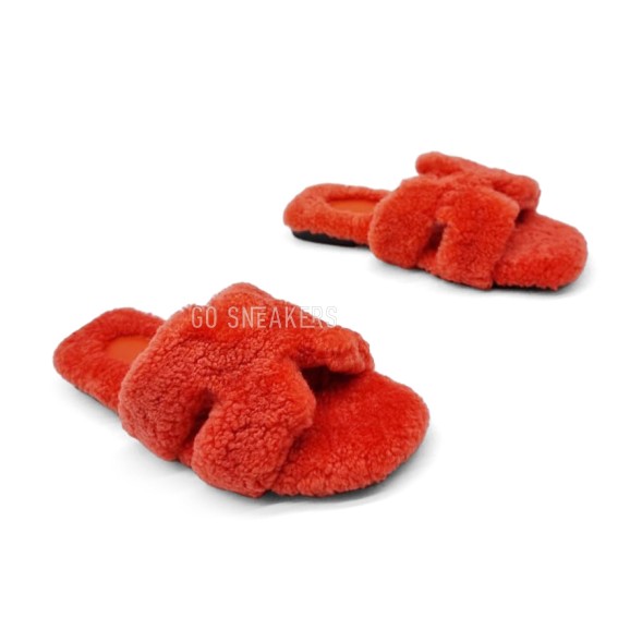 Женские сандалии Hermes Flip-flops Wool Orange