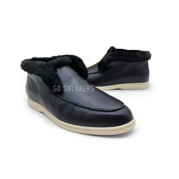 Унисекс ботинки Loro Piana Open Walk Winter Leather Black