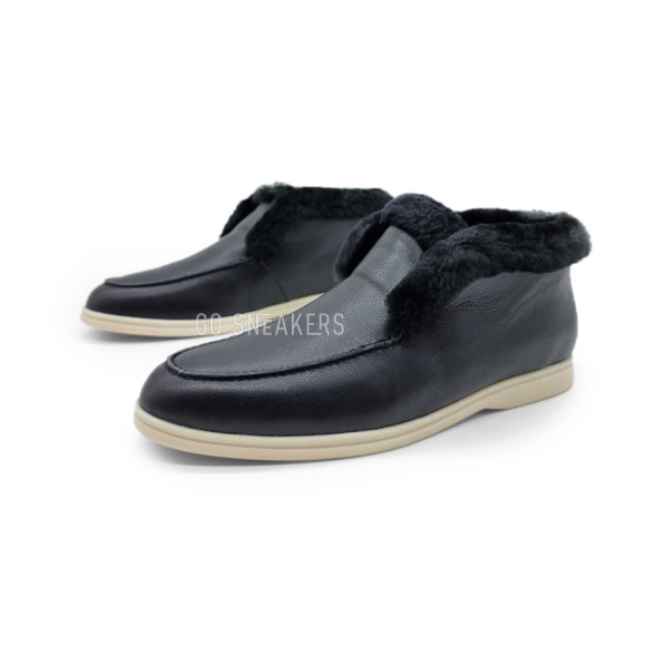 Унисекс ботинки Loro Piana Open Walk Winter Leather Black