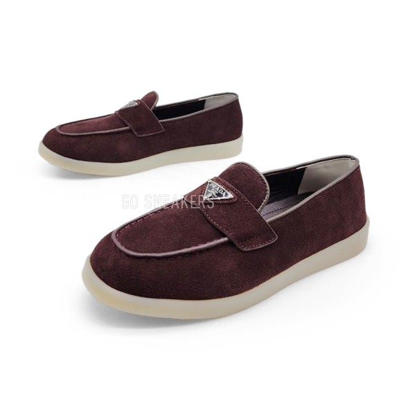 Женские мокасины Prada Mocassins Suede Brown