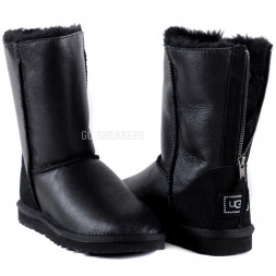 Short Zip Metallic Black