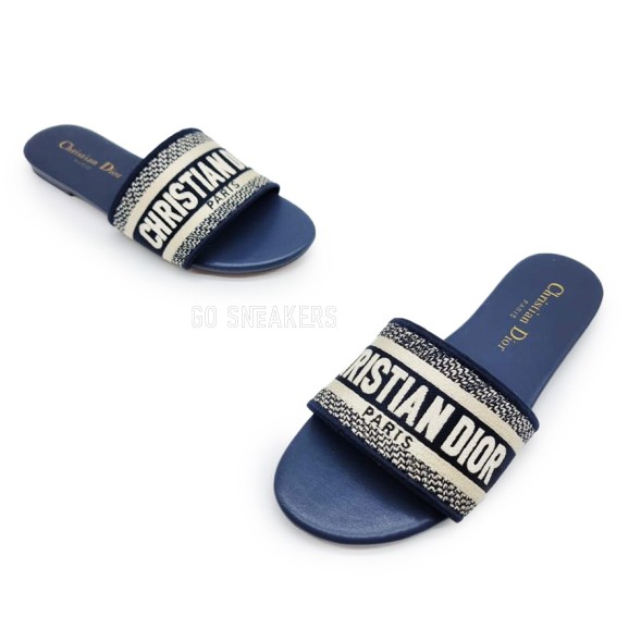 Женские босоножки Dior Flip-flops Textile White/Blue