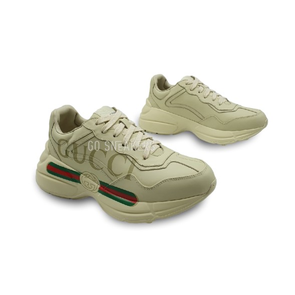 Женские кроссовки Gucci Leather Rhyton Logo Sneakers 