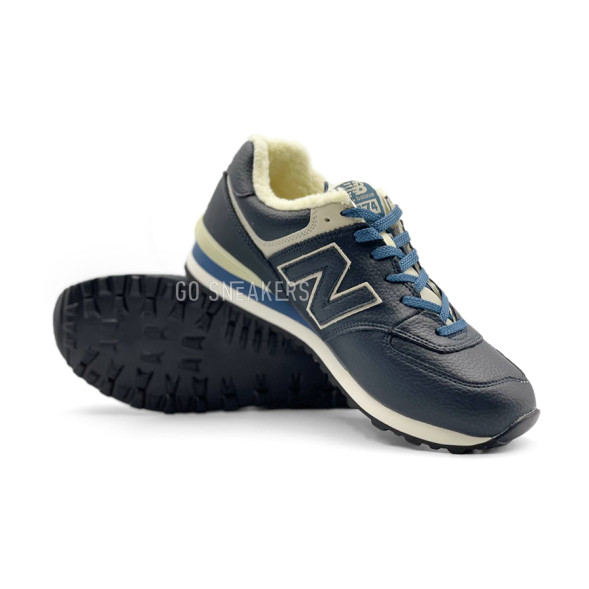 Унисекс кроссовки New Balance 574 Leather Black/Blue