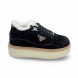 Женские зимние кроссовки на платформе Prada Platform Suede Winter Black