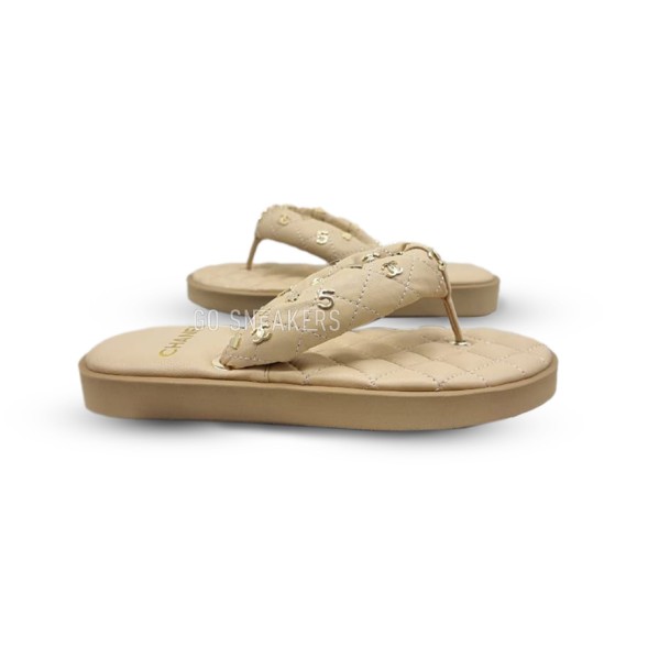 Женские шлепки Chanel 5 Flip-flops Beige