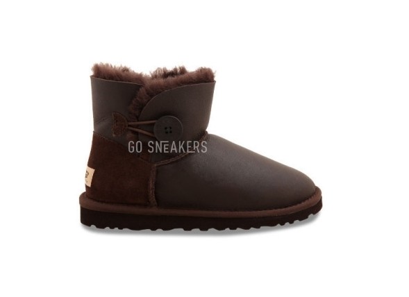 Женские мини угги с пуговицей Bailey Button Mini Metallic Chocolate