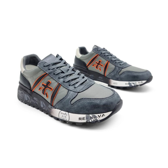 Унисекс кроссовки Premiata Textile/Suede Grey/Orange Logo