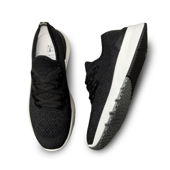 Мужские кроссовки Brunello Cucinelli Textile Run Black