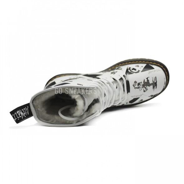 Женские ботинки с мехом Dr. Martens White/Black