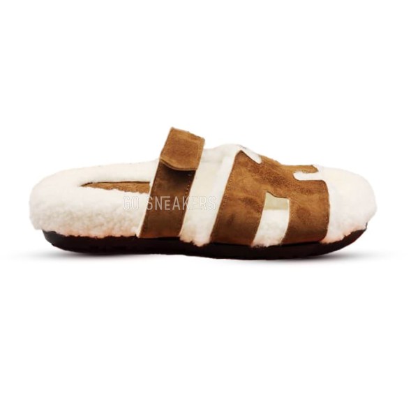 Женские сандалии Hermes Flip-flops Wool/Suede Brown