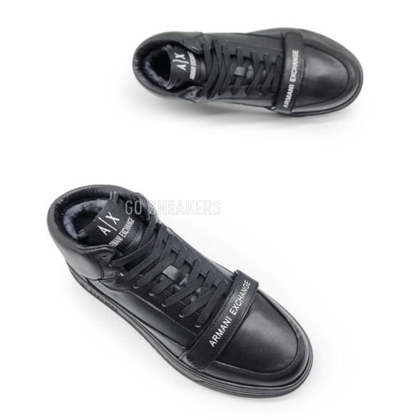 Мужские зимние кроссовки Armani Excahange Winter Leather Black