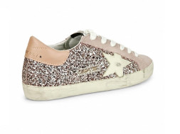 Golden Goose Super-Star in Silver Glitter With Leather Star and Heel Tab